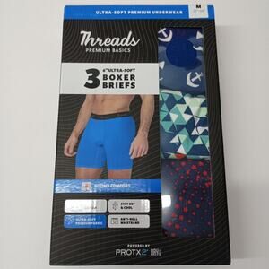Threads Men's Underwear, 6" Ultra-Soft Premium Boxer Briefs 3-Pack Size M 32-34